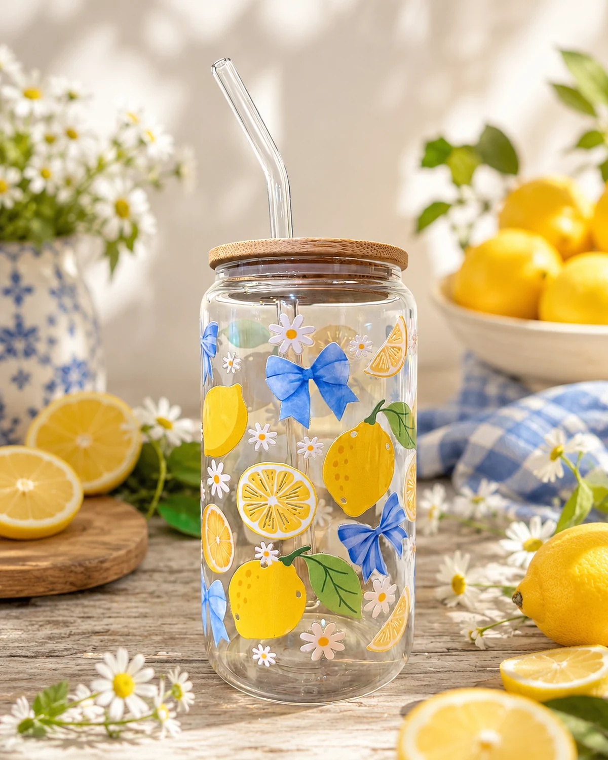 Lemon and bows tumbler representing the Fruit theme